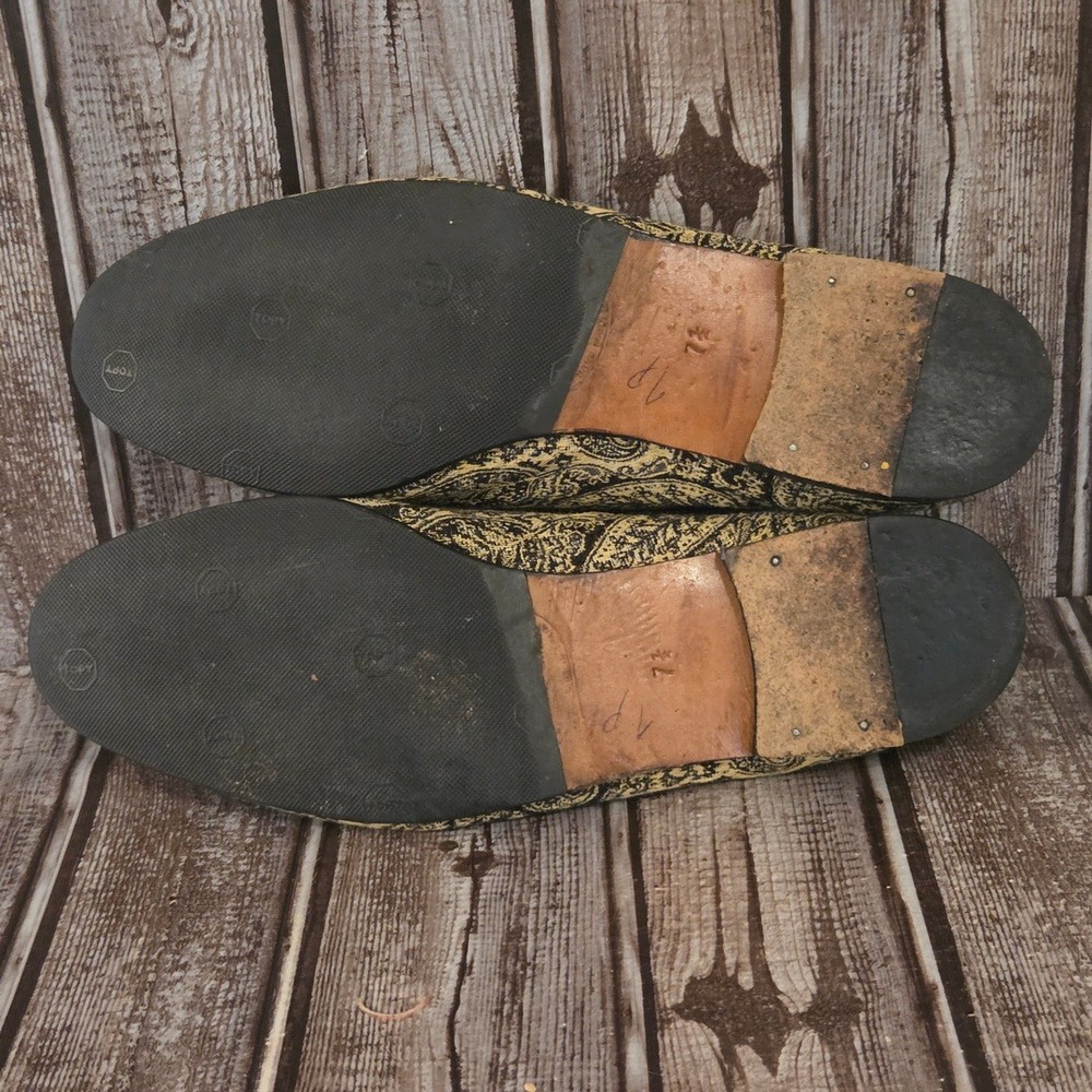 Sz 7.5 Womens Stubbs & Wootton Cream Black Paisley Tapestry Smoking Slippers - Picture 8 of 8
